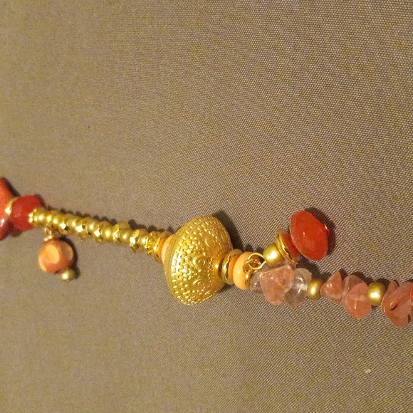 Chico's Gold adjustable necklace with pink and gold beads - Picture 4 of 6